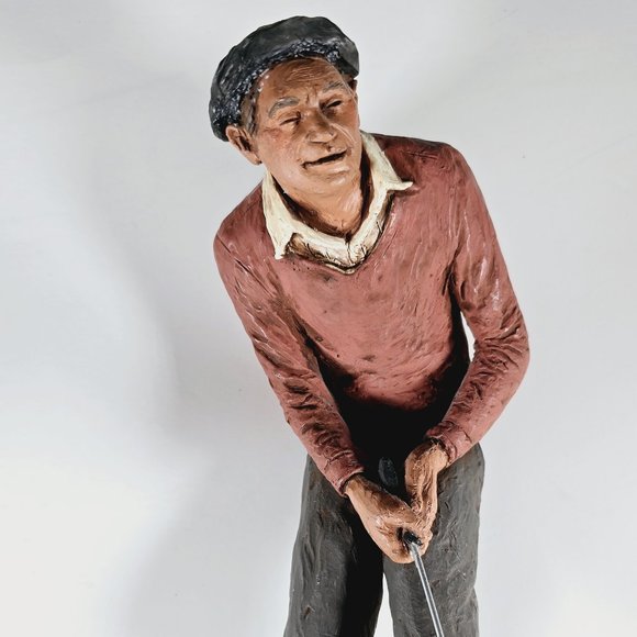The Golfer, Sculpture by Michael Garman Signed 1987 11" tall base 6" wide - Picture 2 of 8